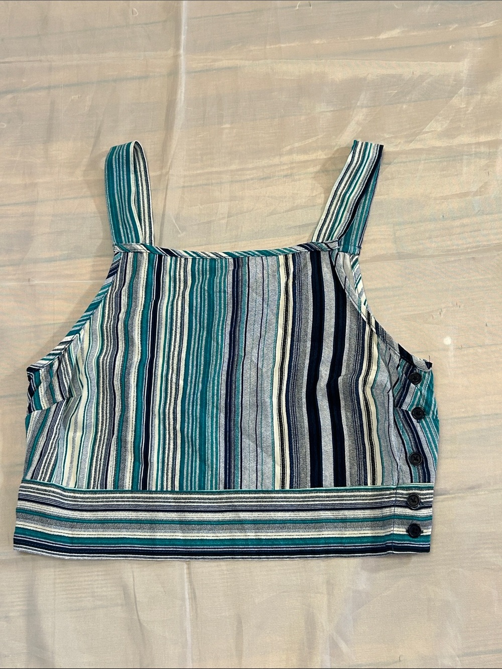 Band of Gypsies Teal & Navy Striped Crop Tank